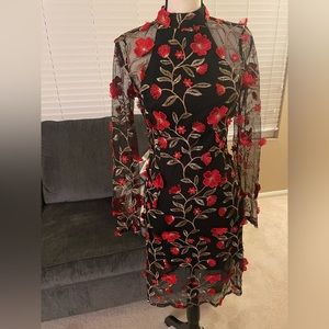 3D floral lace dress